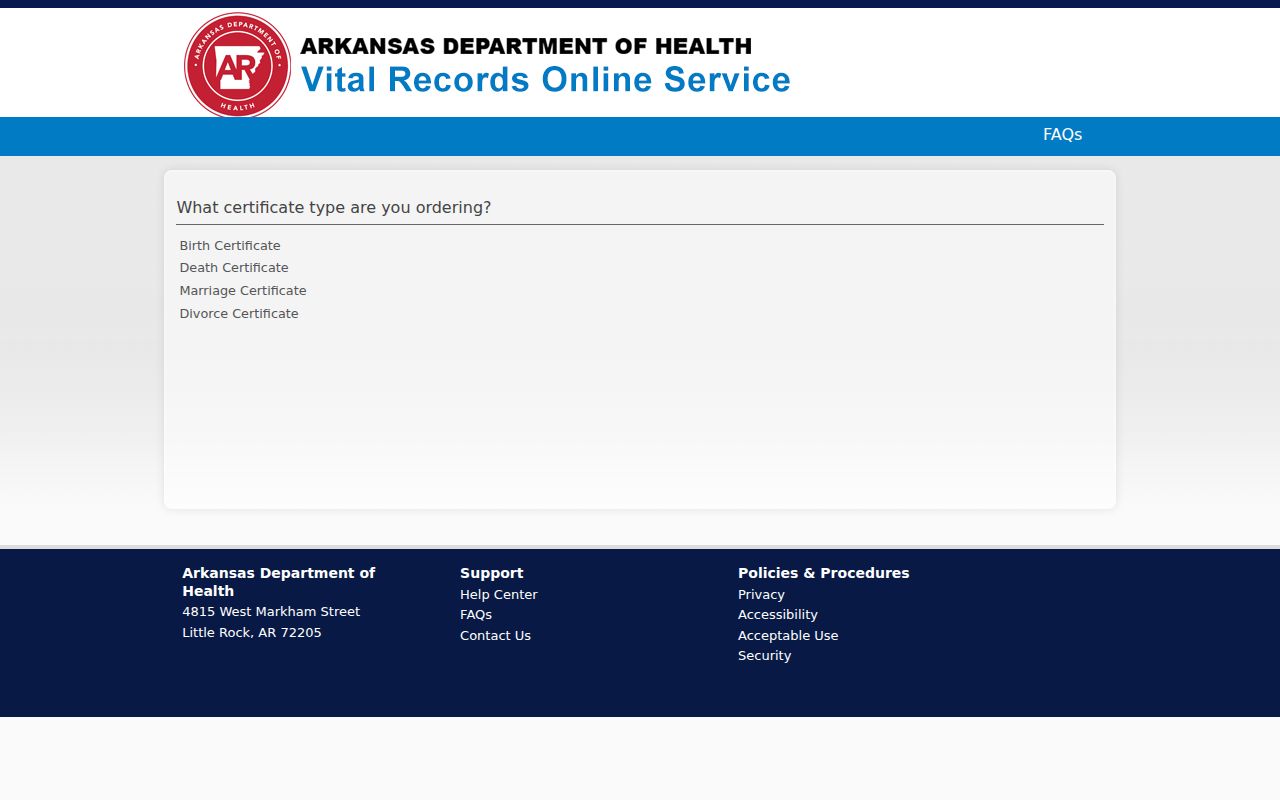 Jacksonville people search Arkansas vital records selector