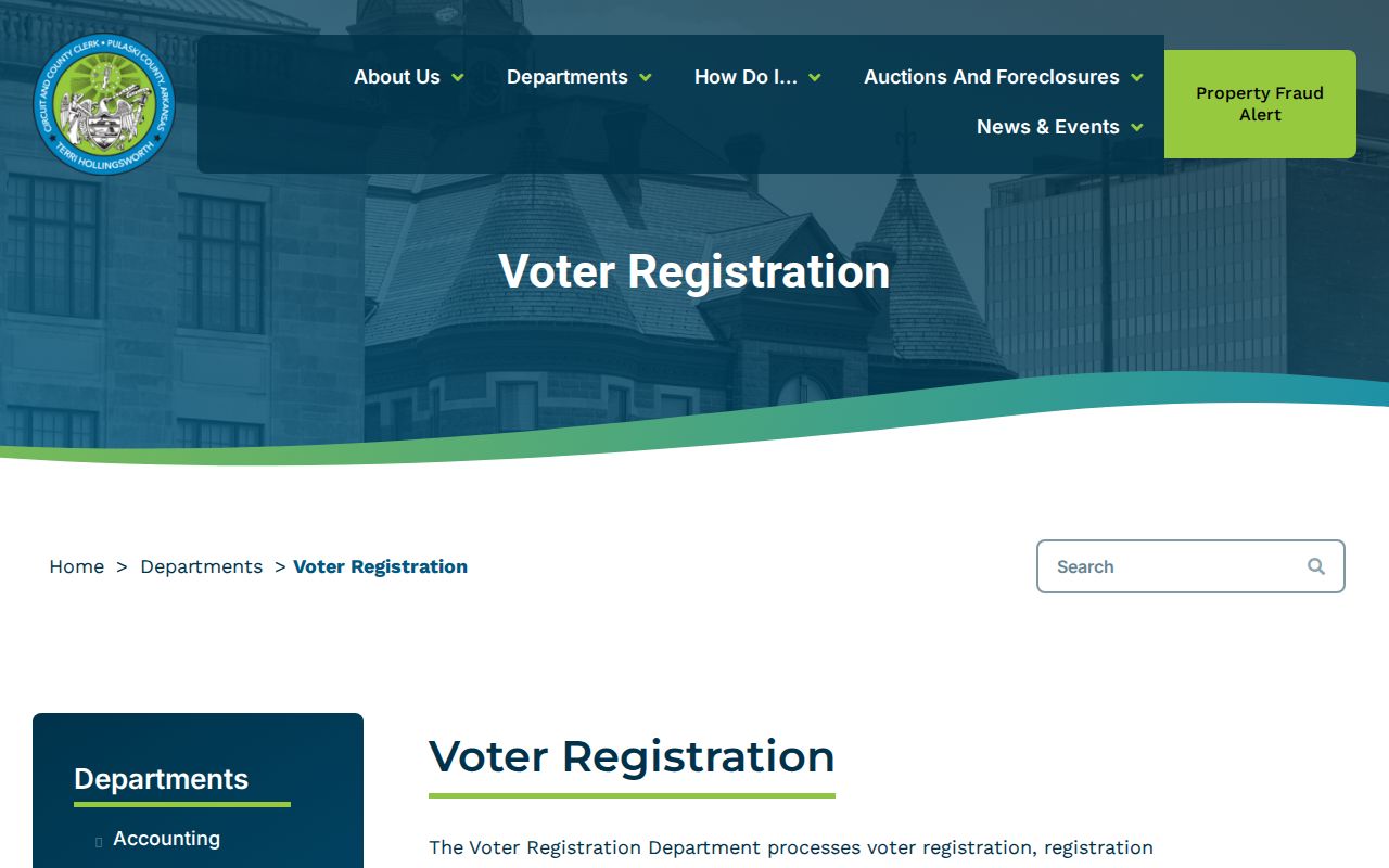 Jacksonville voter registration records Pulaski voter registration office
