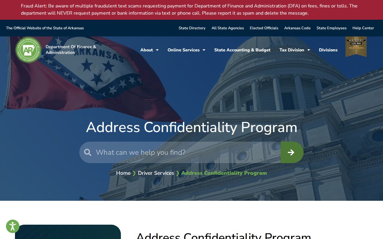 Jacksonville voter registration records Arkansas address confidentiality program